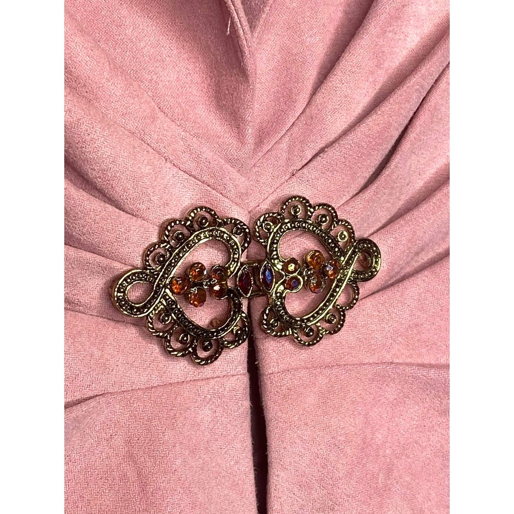 Vintage Womens Jessica Howard Blazer Size 10P pink front clasp rhinestone ruched - Picture 2 of 8